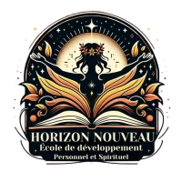 Logo d'Horizon-Nouveau, représentant une illustration d’un livre ouvert avec une femme qui sort sous une nuit étoilée, symbolisant la réinvention personnelle.